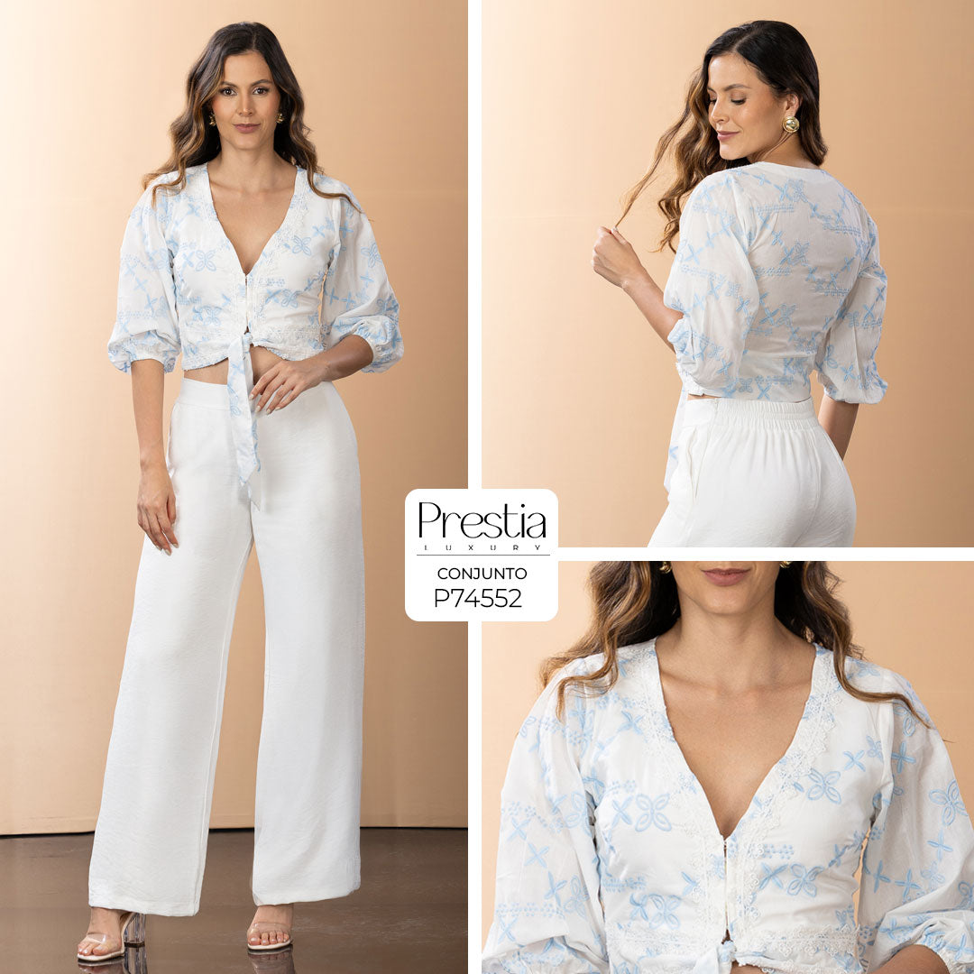 P74552 CONJUNTO OPAL BORDADO MARFIL