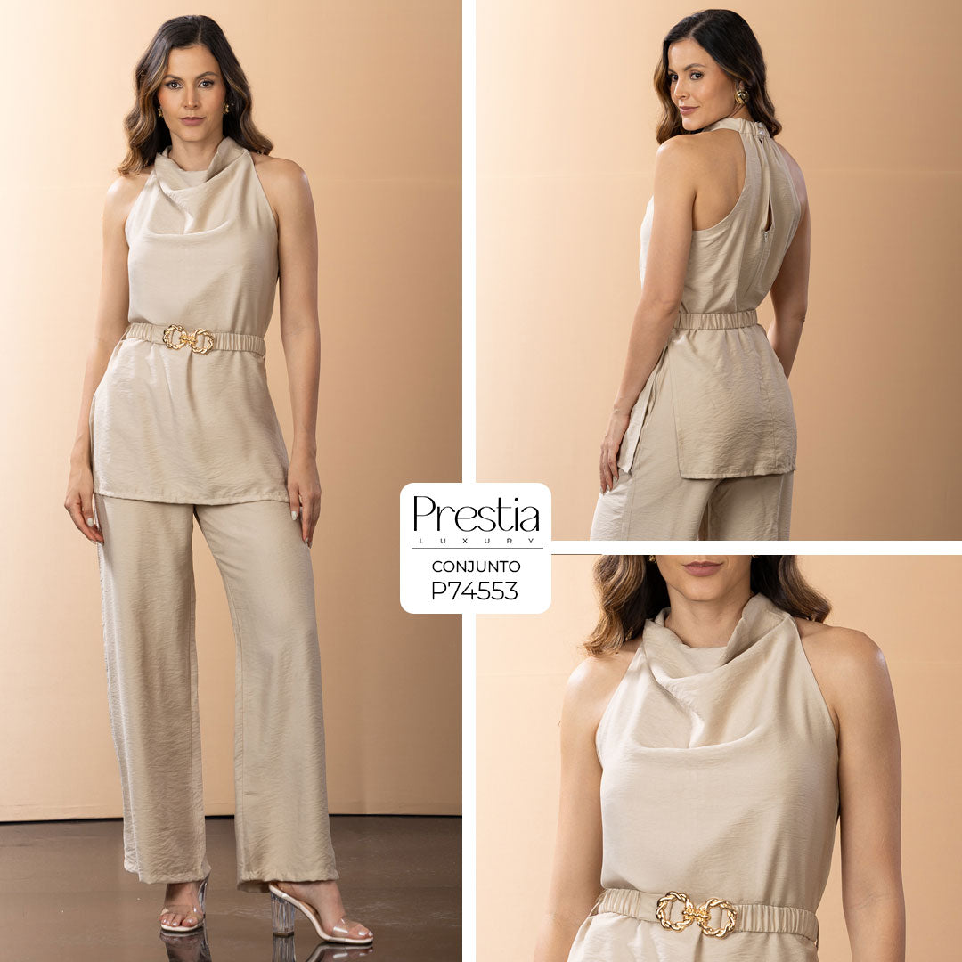 P74553 CONJUNTO LINO CREPE CAMEL