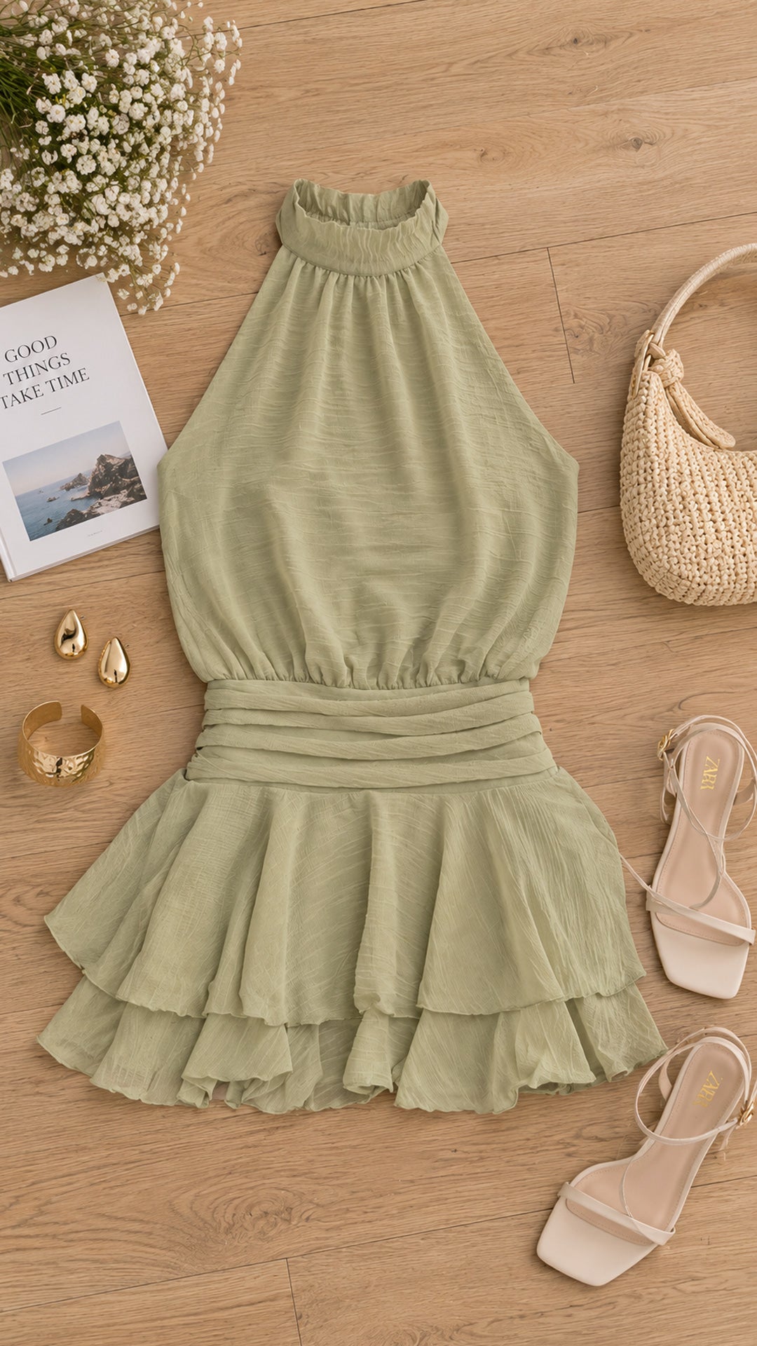 P74554 VESTIDO CHIFON VERDE
