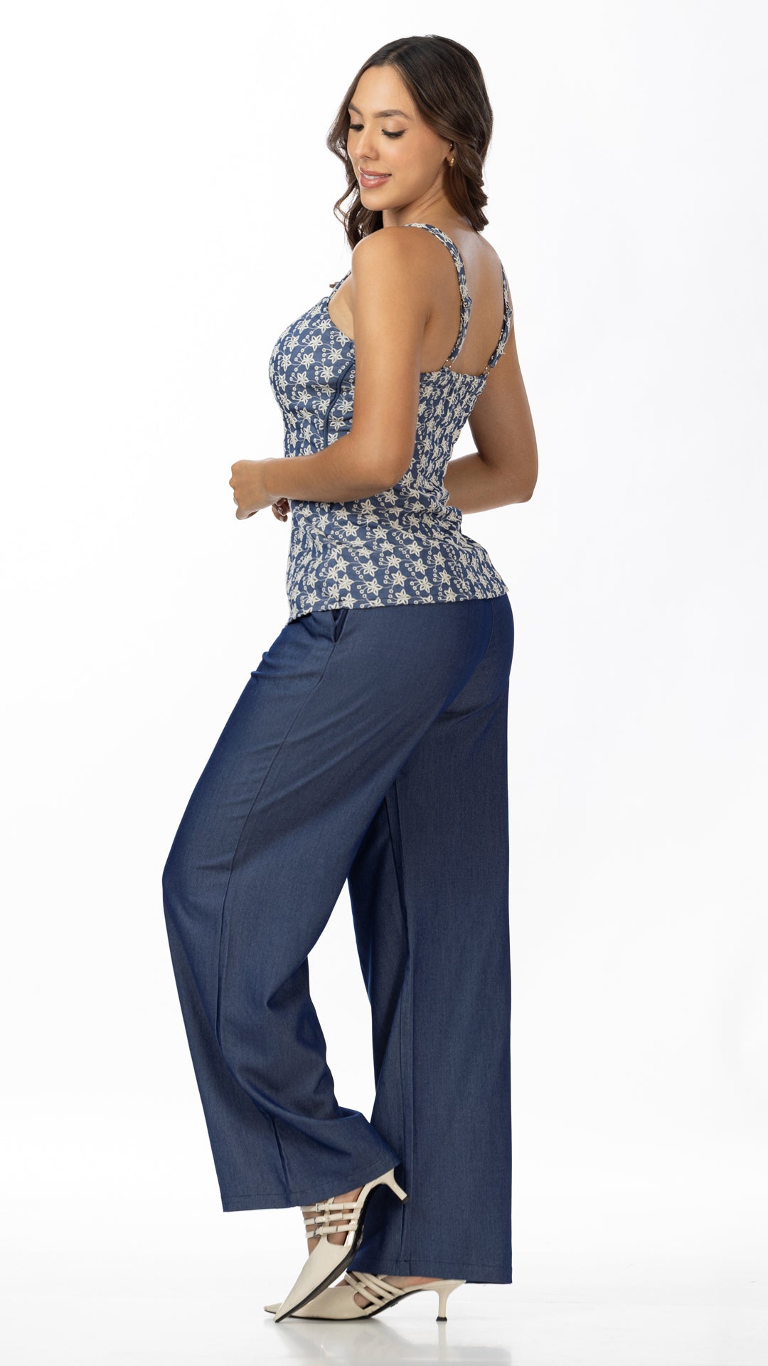 P74559 CONJUNTO CHAMBRAY BORDADO AZUL