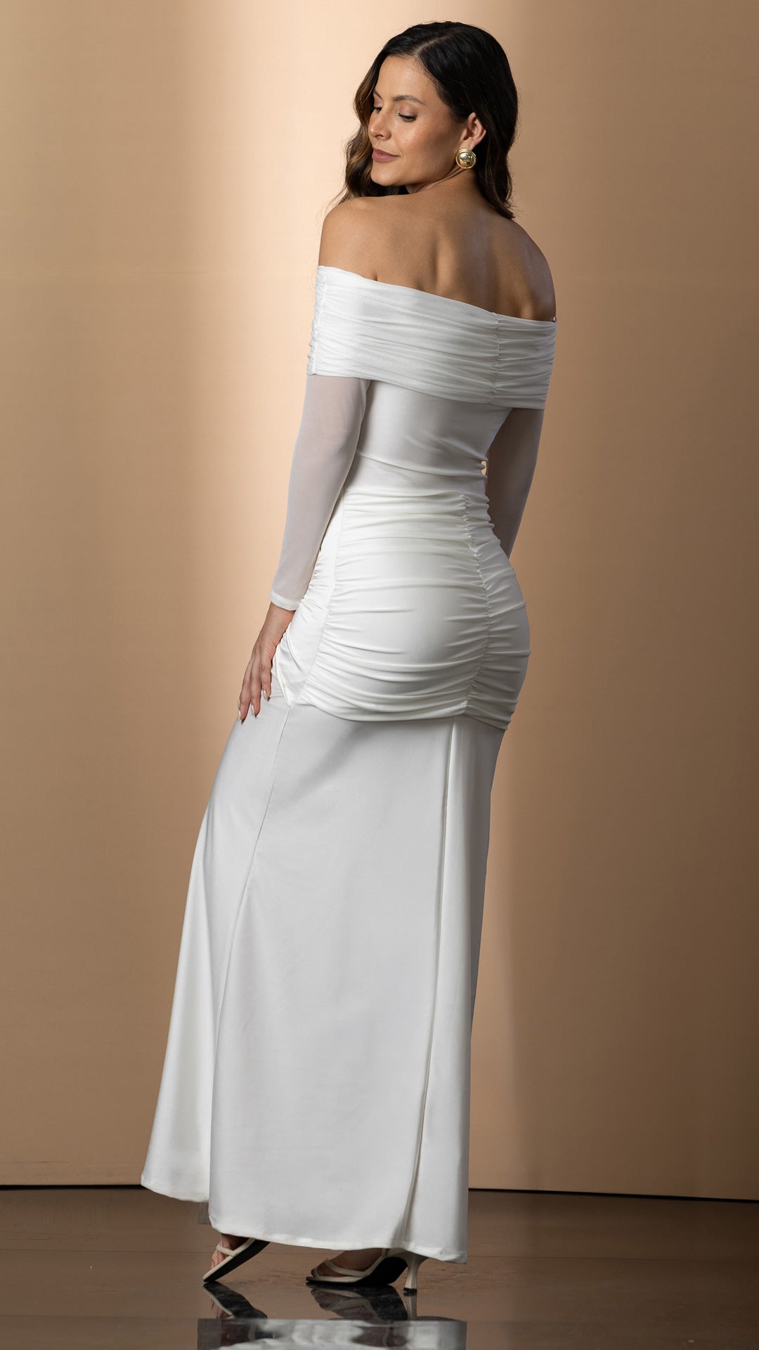 P74561 VESTIDO POLIESTER SHAKIRA MARFIL