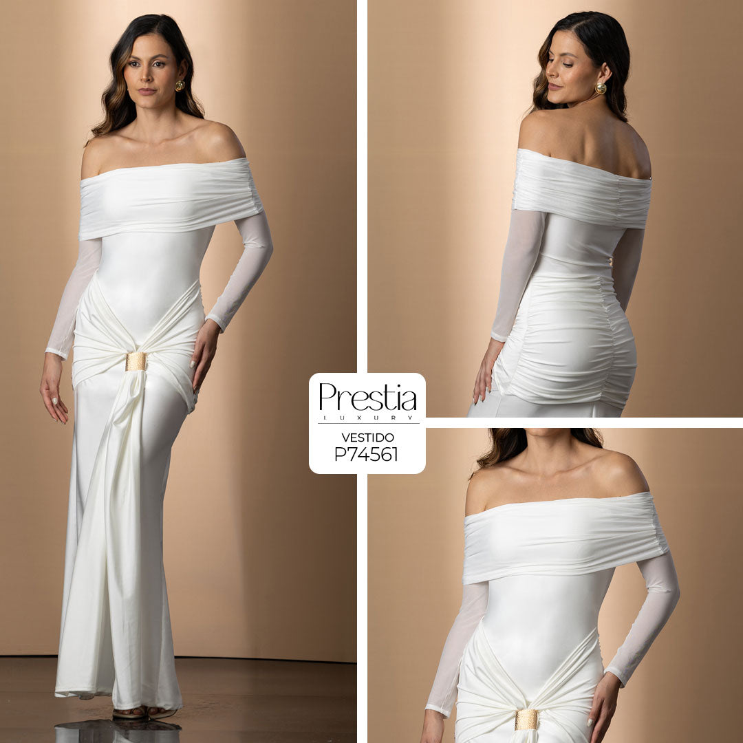 P74561 VESTIDO POLIESTER SHAKIRA MARFIL