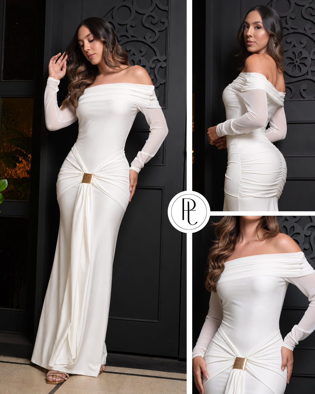 P74561 VESTIDO POLIESTER SHAKIRA MARFIL