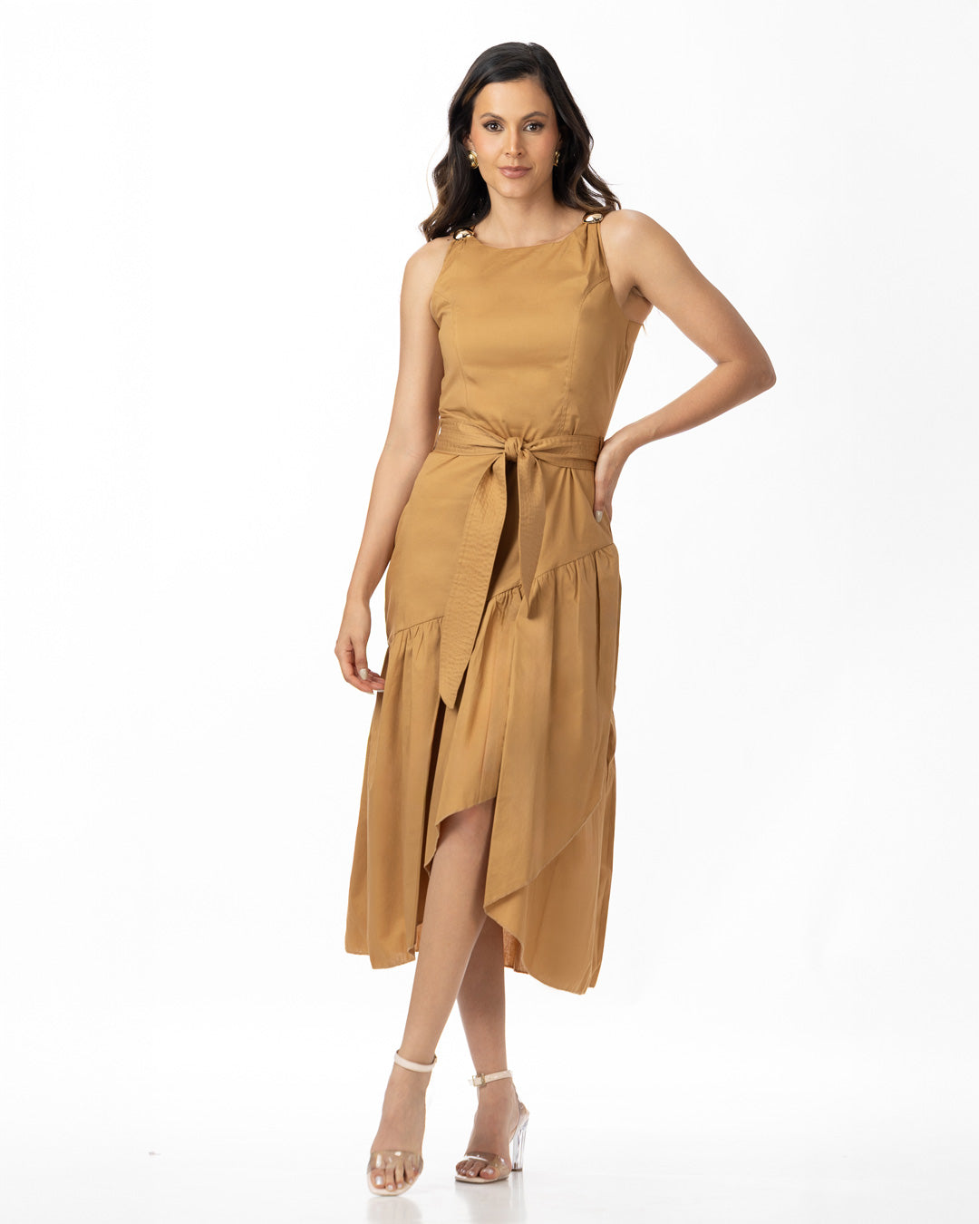 P74564 VESTIDO POPELINA OCRE