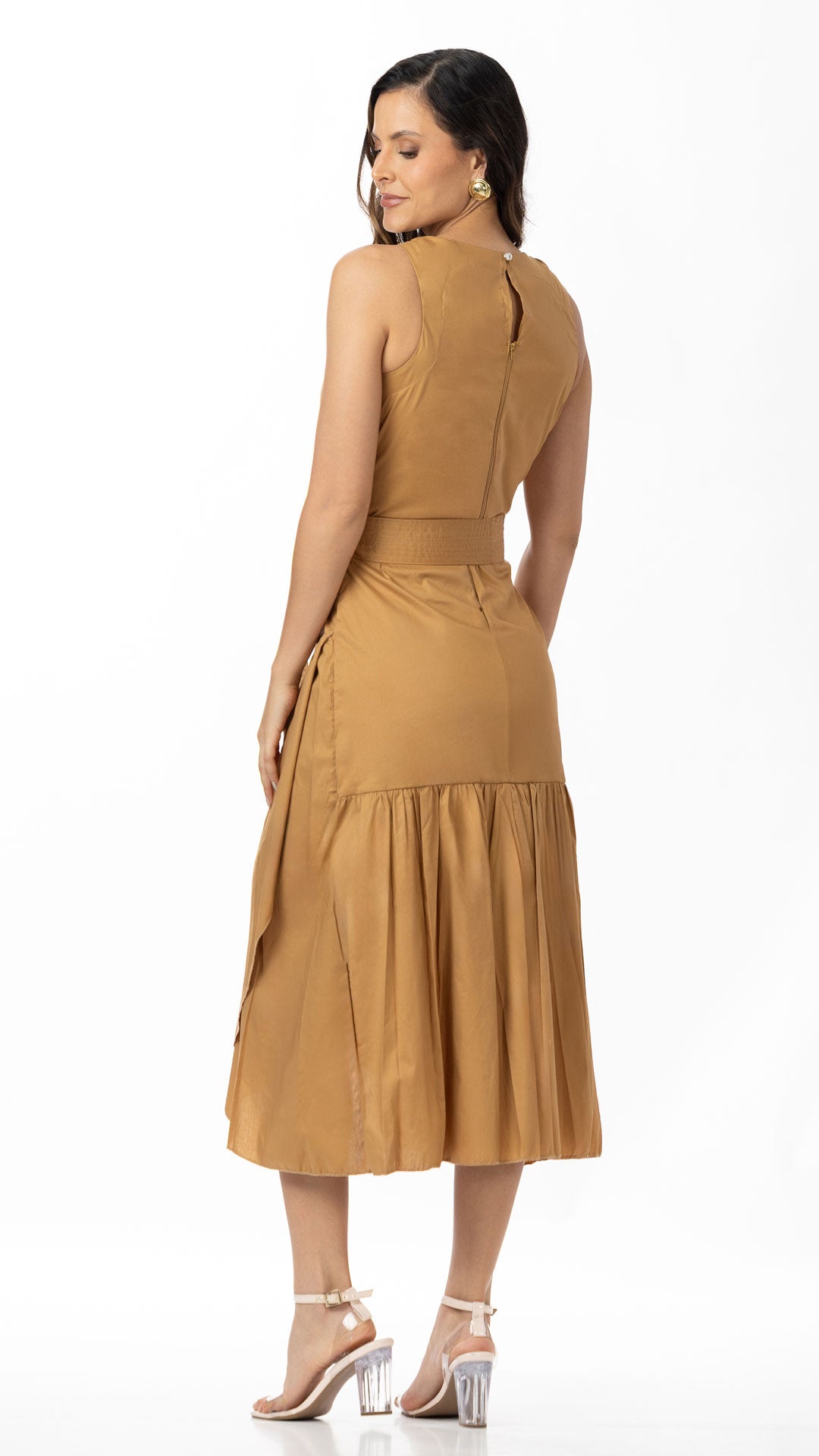 P74564 VESTIDO POPELINA OCRE