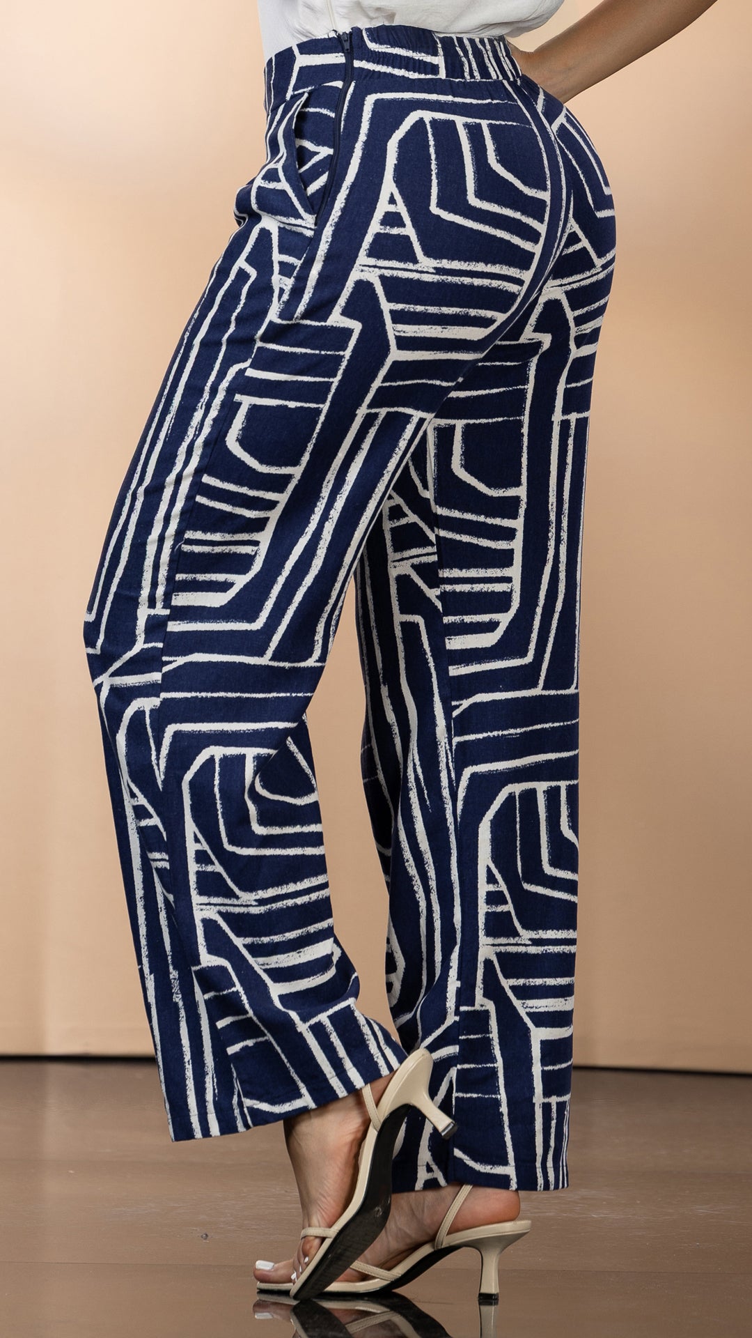 P74566 CONJUNTO LINO ESTAMPADO MARFIL