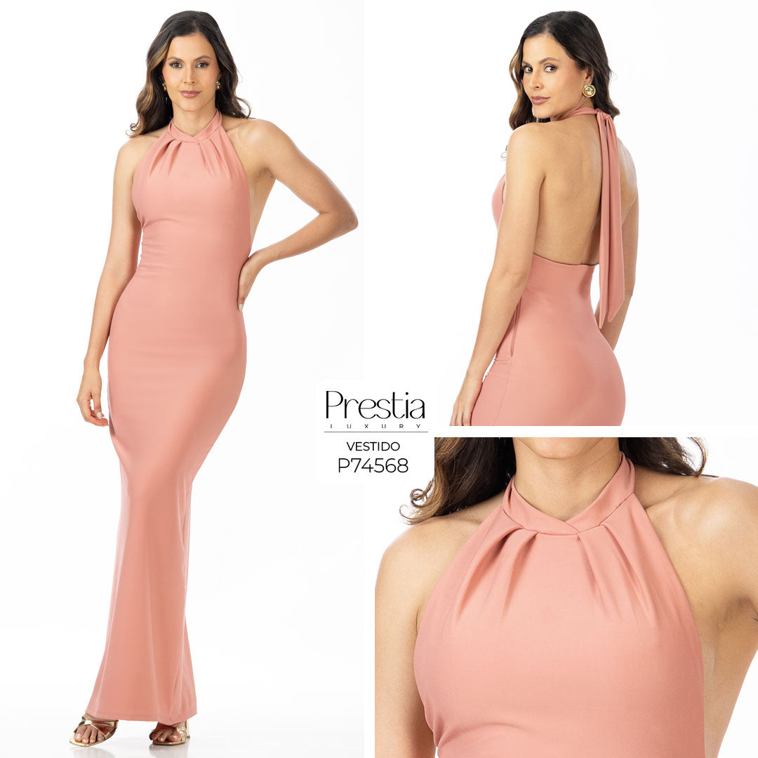 P74568 VESTIDO NOCHES DE VIENA SALMON