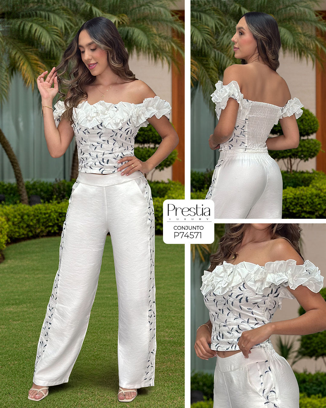 P74571 CONJUNTO OPAL BORDADO MARFIL