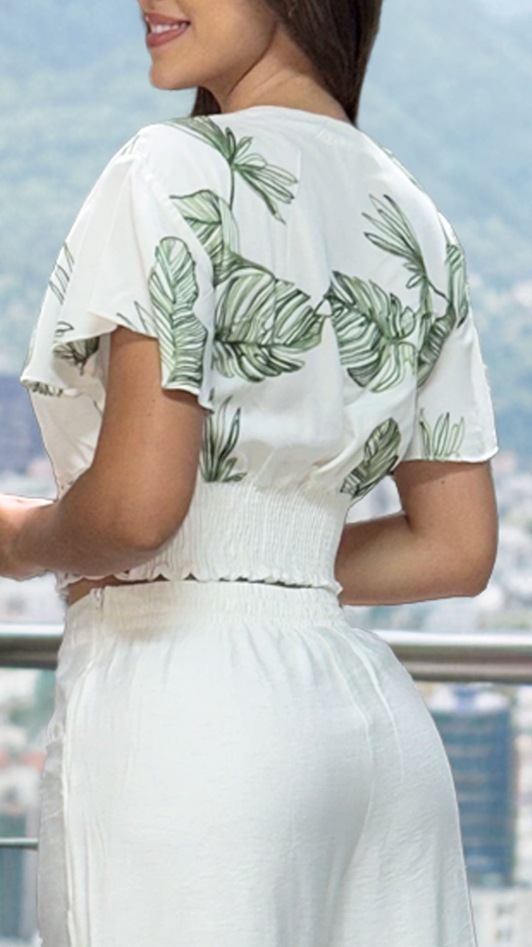 P74573 CONJUNTO LINO POLIESTER SEMILLA MARFIL ESTAMPADO