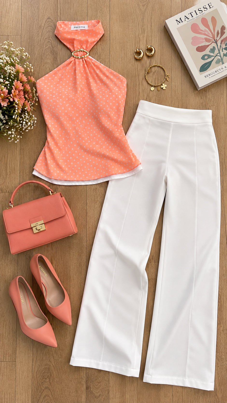 P74584 CONJUNTO CHIFON ESTAMPADO NARANJA