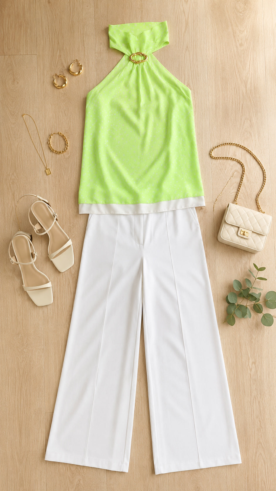 P74584 CONJUNTO CHIFON ESTAMPADO VERDE