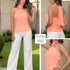 P74584 CONJUNTO CHIFON ESTAMPADO NARANJA