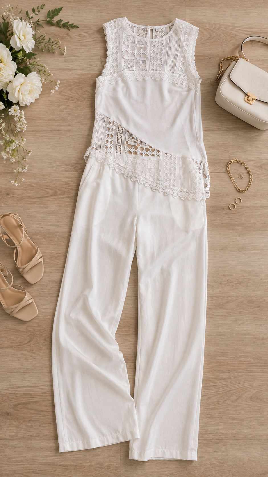 P74585 CONJUNTO LINO POLIESTER MARFIL