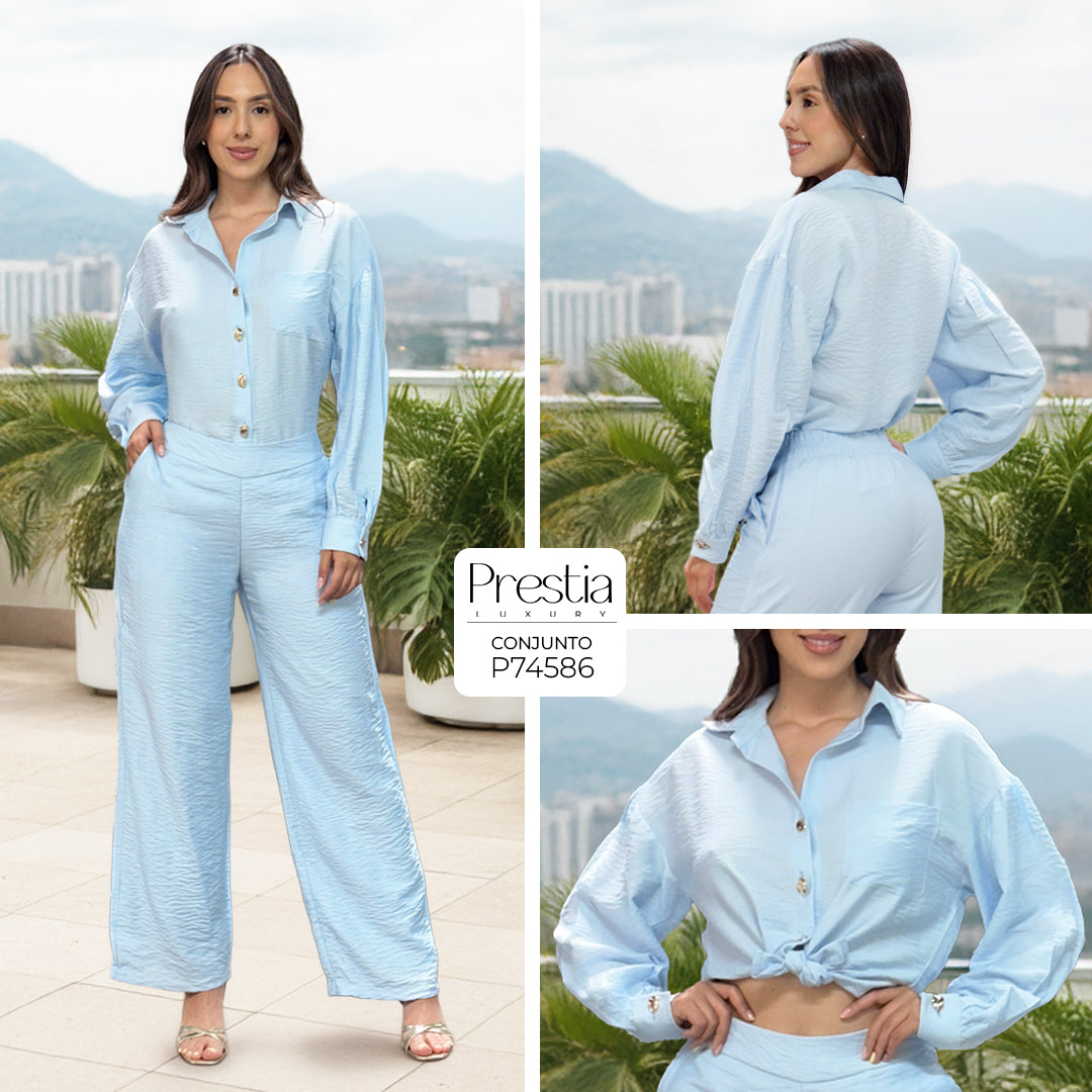 P74586 CONJUNTO LINO POLIESTER AZUL