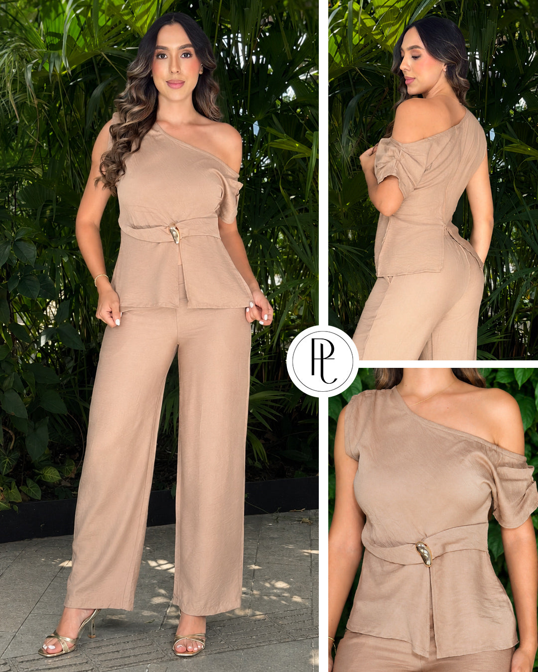 P74588 CONJUNTO LINO POLIESTER MOKA