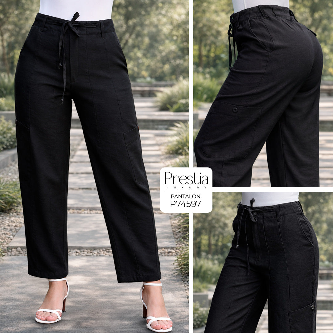 P74597 PANTALON FLOW NEGRO