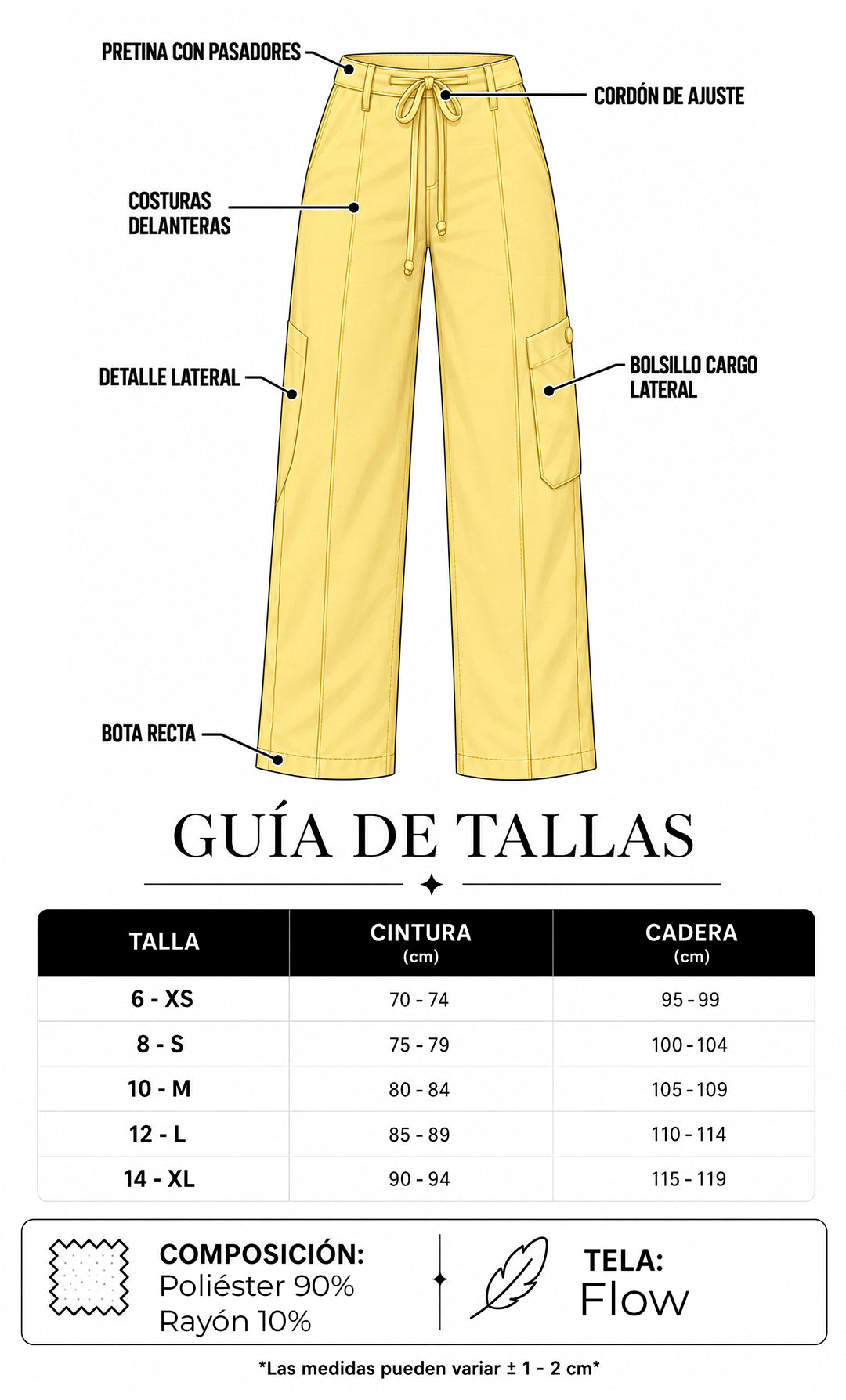 P74597 PANTALON FLOW AMARILLO