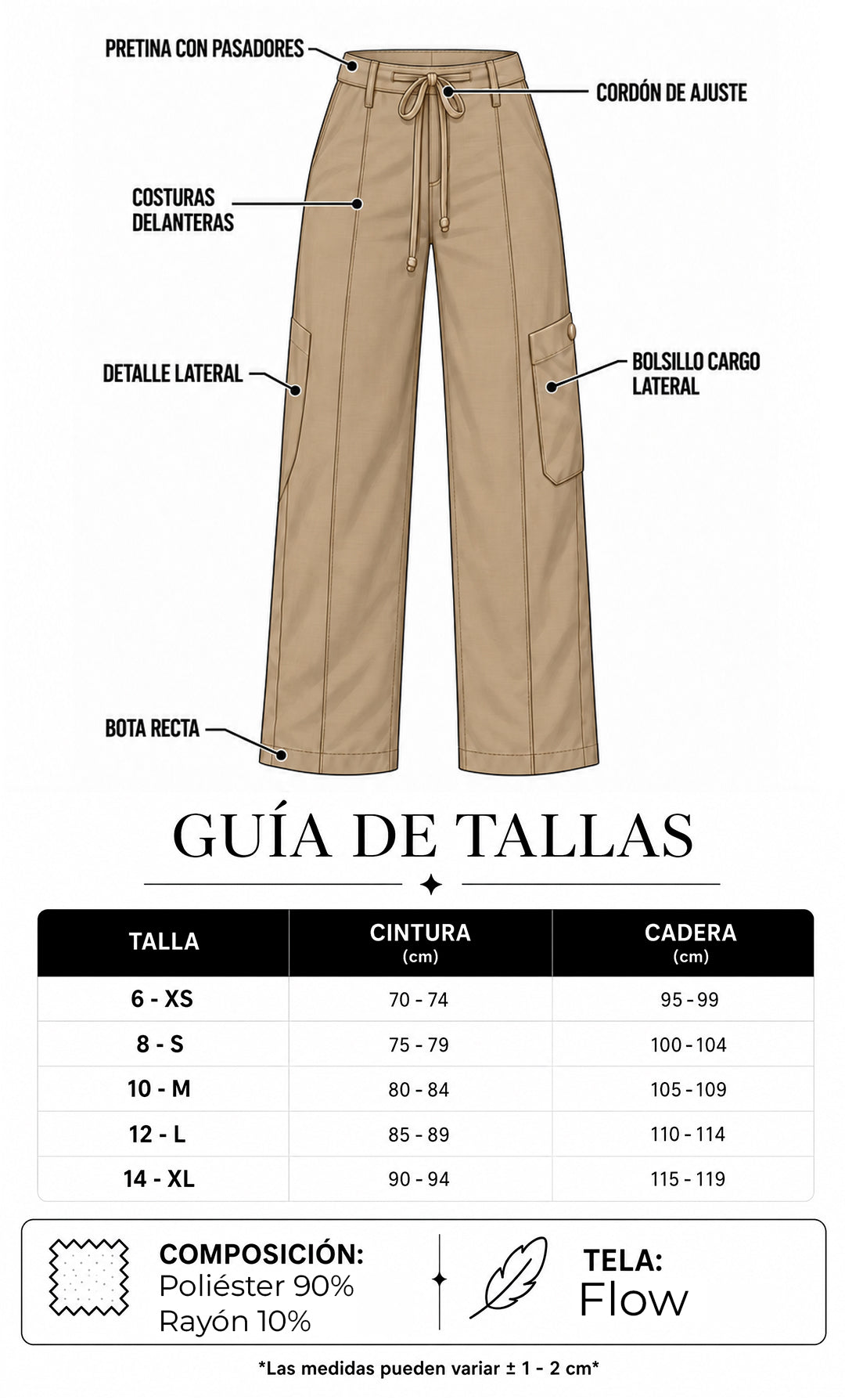 P74597 PANTALON FLOW CAMEL