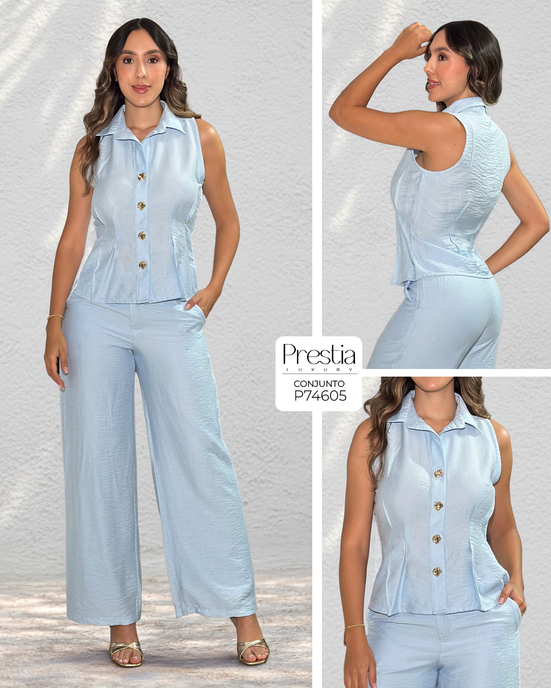 P74605 CONJUNTO LINO CREPE AZUL