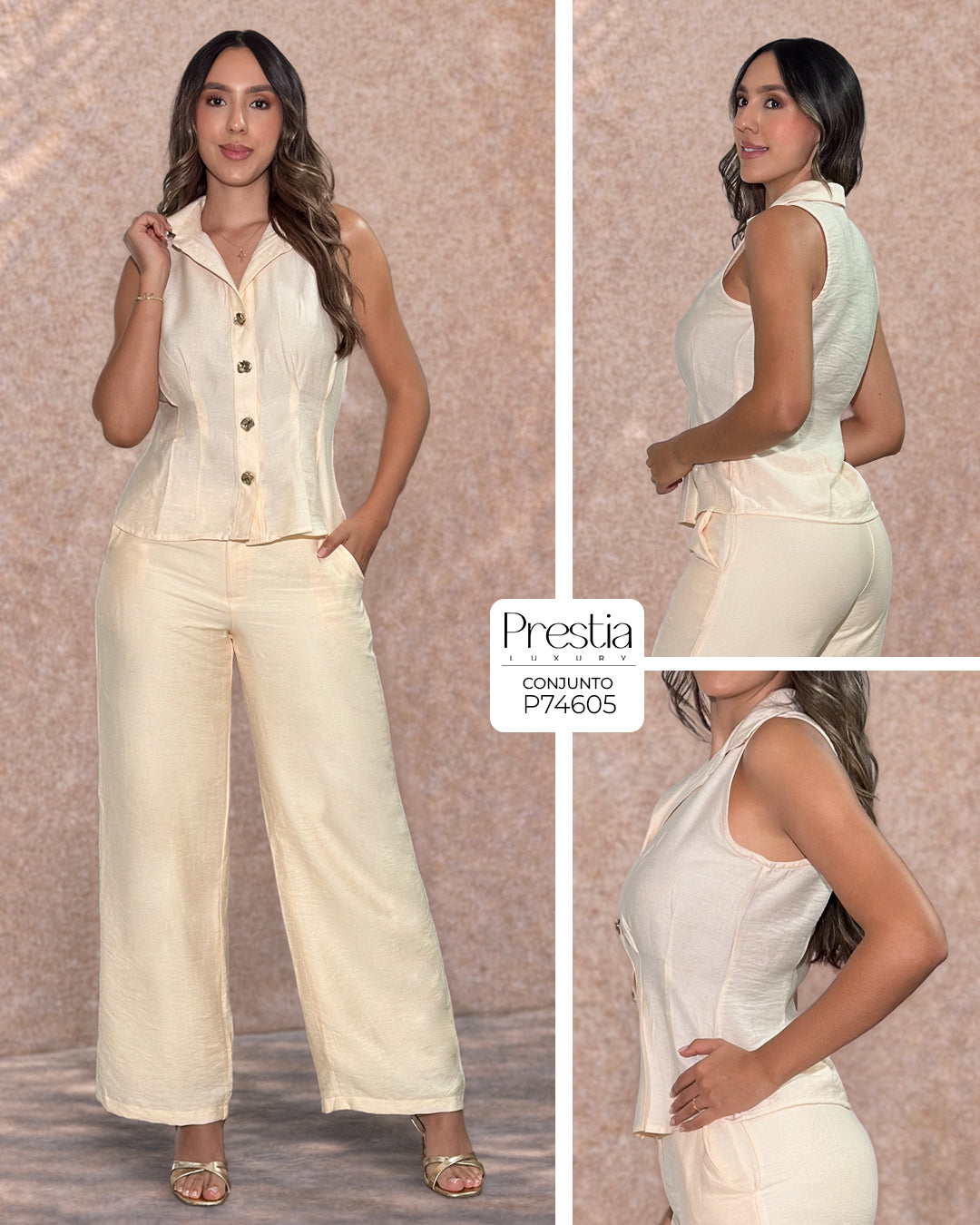 P74605 CONJUNTO LINO POLIESTER MANDARINA