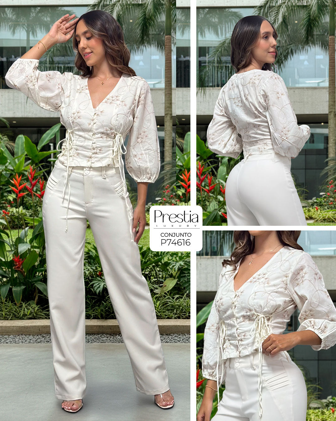 P74616 CONJUNTO OPAL BORDADO CREMA