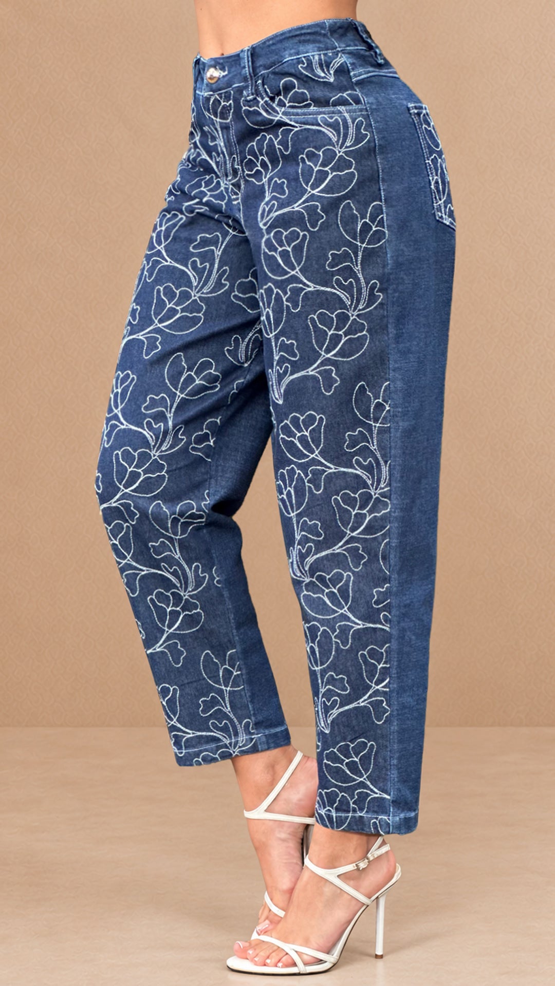 P74628 PANTALÓN INDIGO BORDADO AZUL