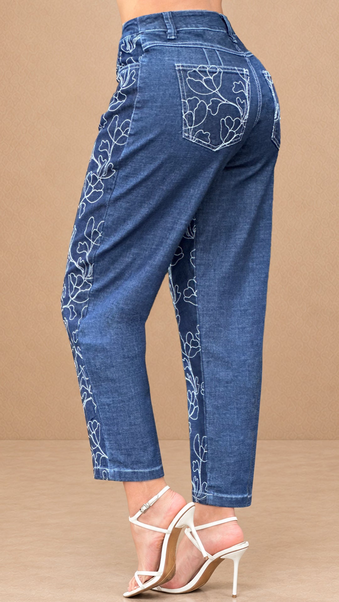 P74628 PANTALÓN INDIGO BORDADO AZUL