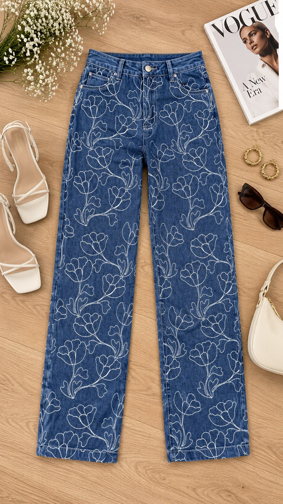 P74628 PANTALÓN INDIGO BORDADO AZUL