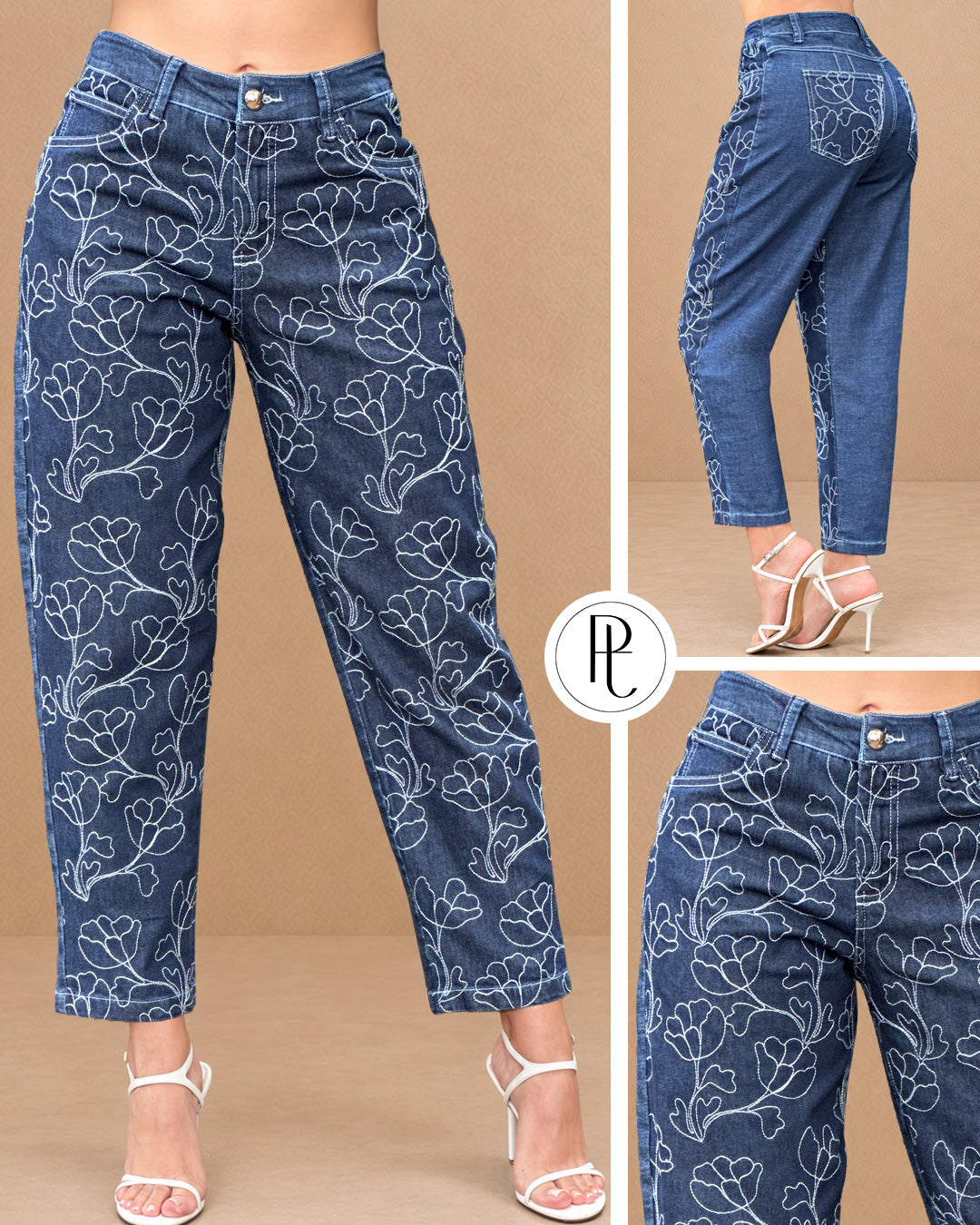 P74628 PANTALÓN INDIGO BORDADO AZUL