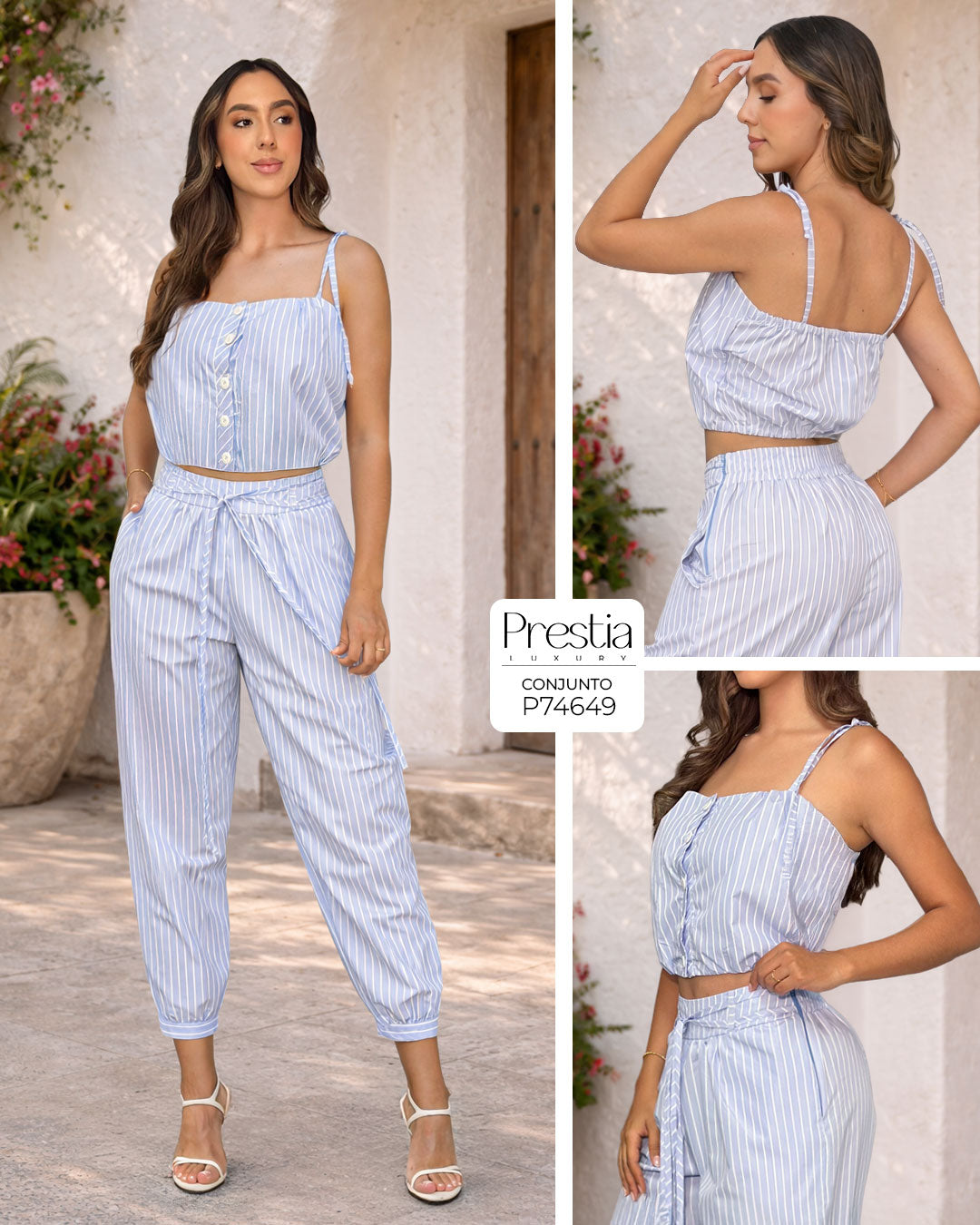 P74649 CONJUNTO POPELINA RAYAS AZUL