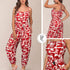 P74661 ENTERIZO LINO ESTAMPADO ROJO