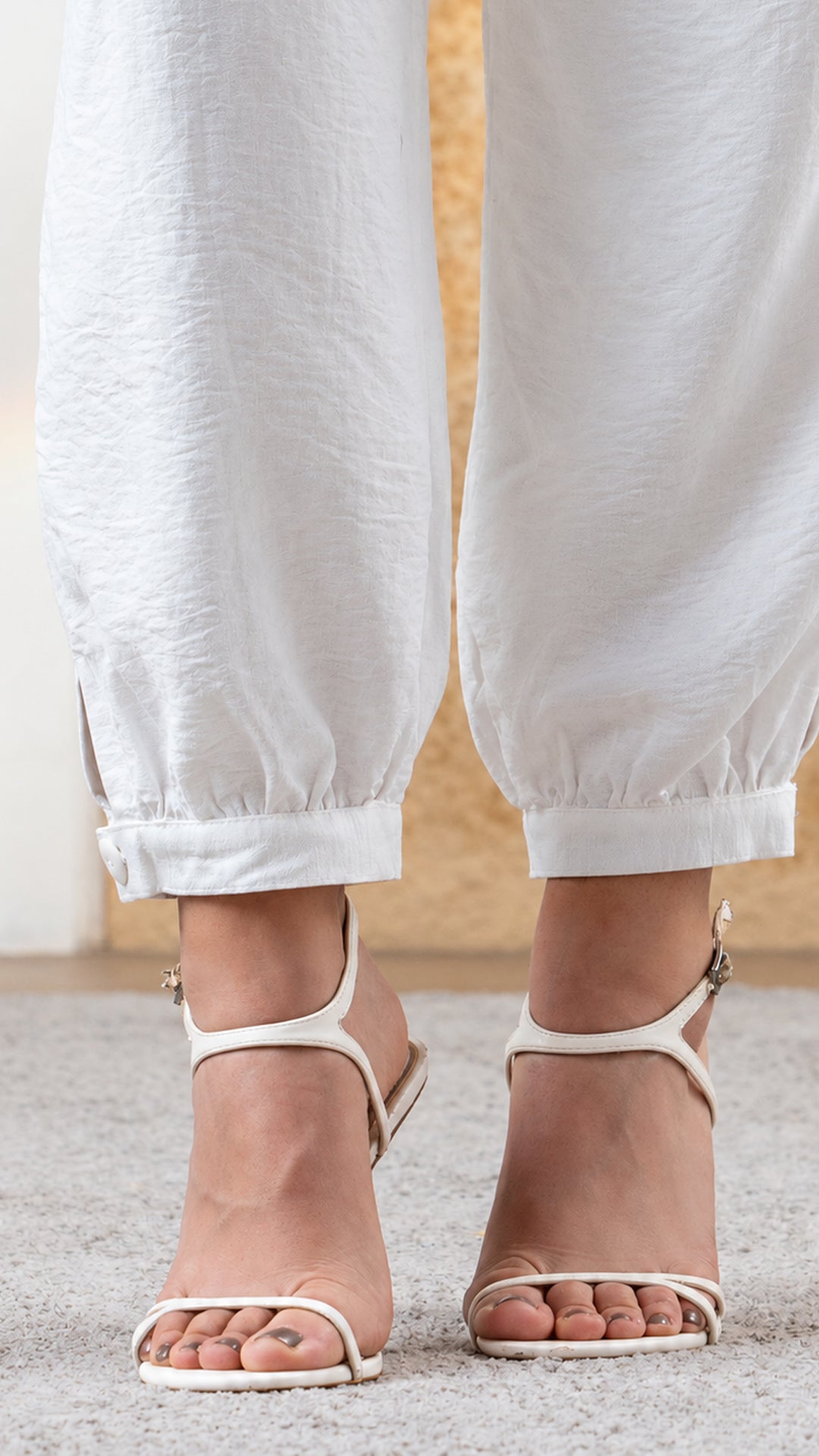 P74680 PANTALON LINO POLIESTER MARFIL