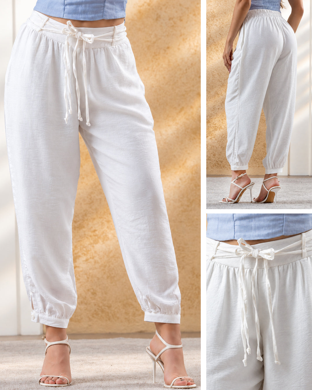 P74680 PANTALON LINO POLIESTER MARFIL