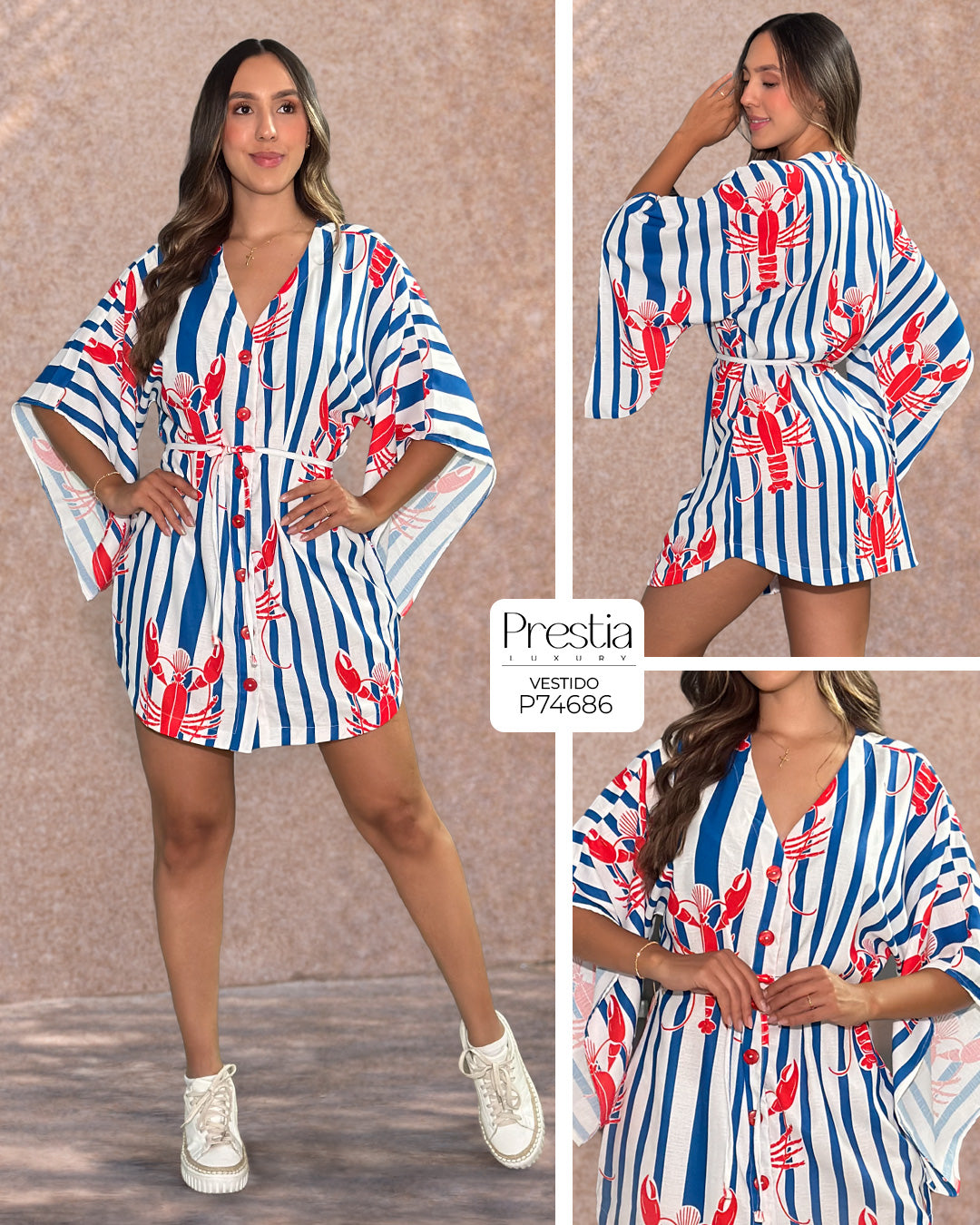 P74686 VESTIDO LINO CANGREJO