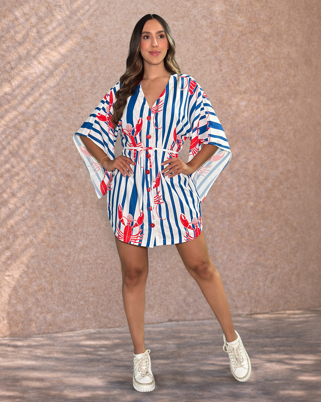 P74686 VESTIDO LINO CANGREJO