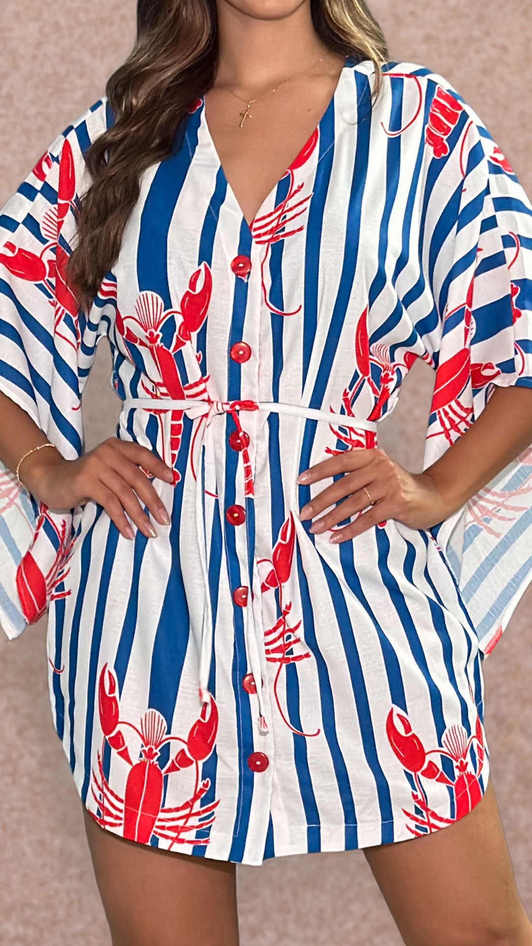 P74686 VESTIDO LINO CANGREJO