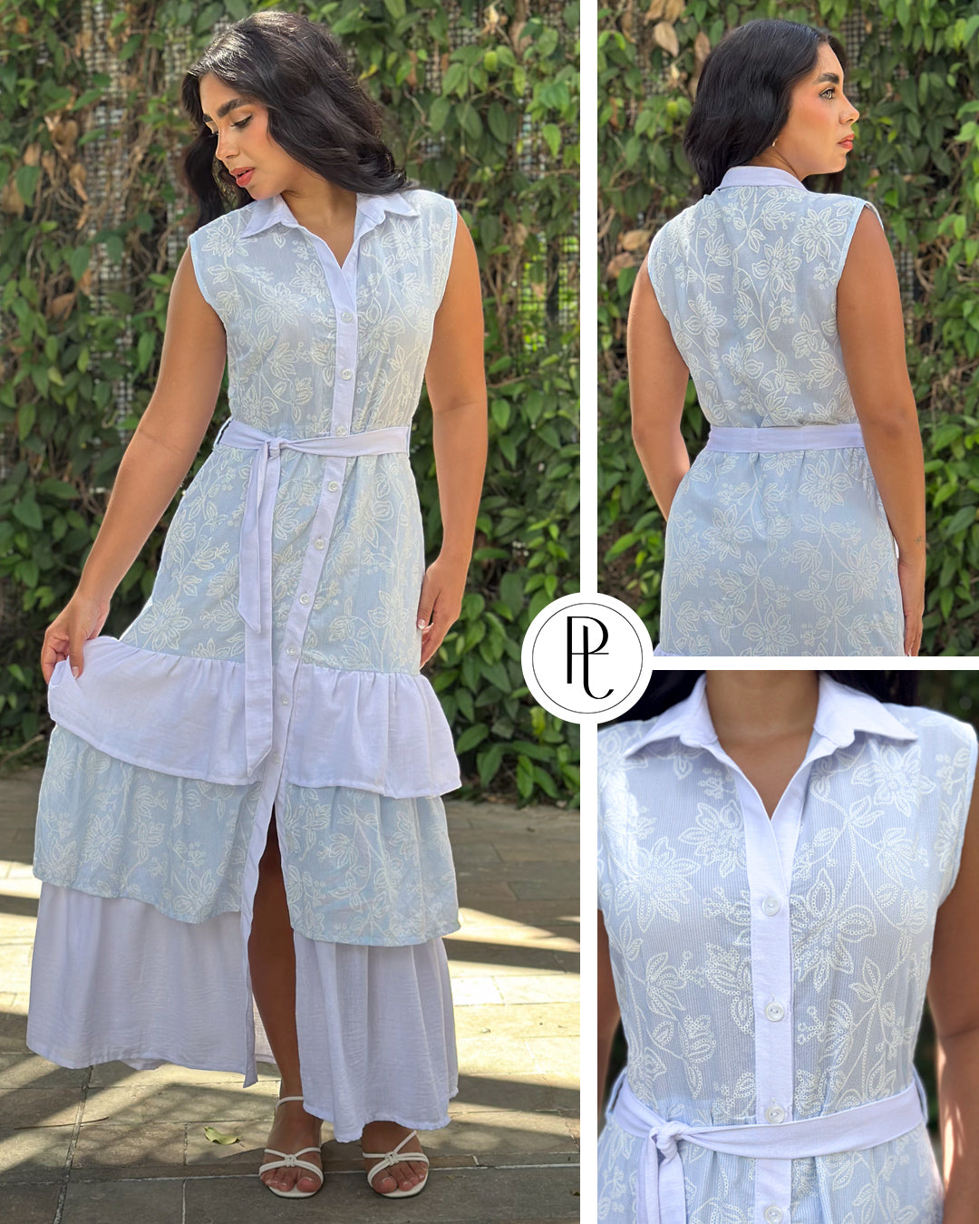 P74703 VESTIDO LINO AZUL