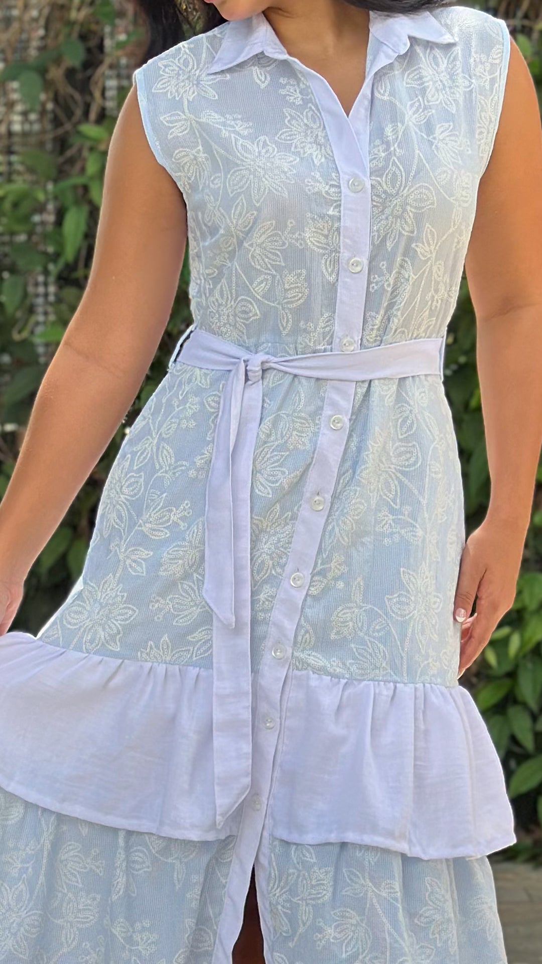 P74703 VESTIDO LINO AZUL