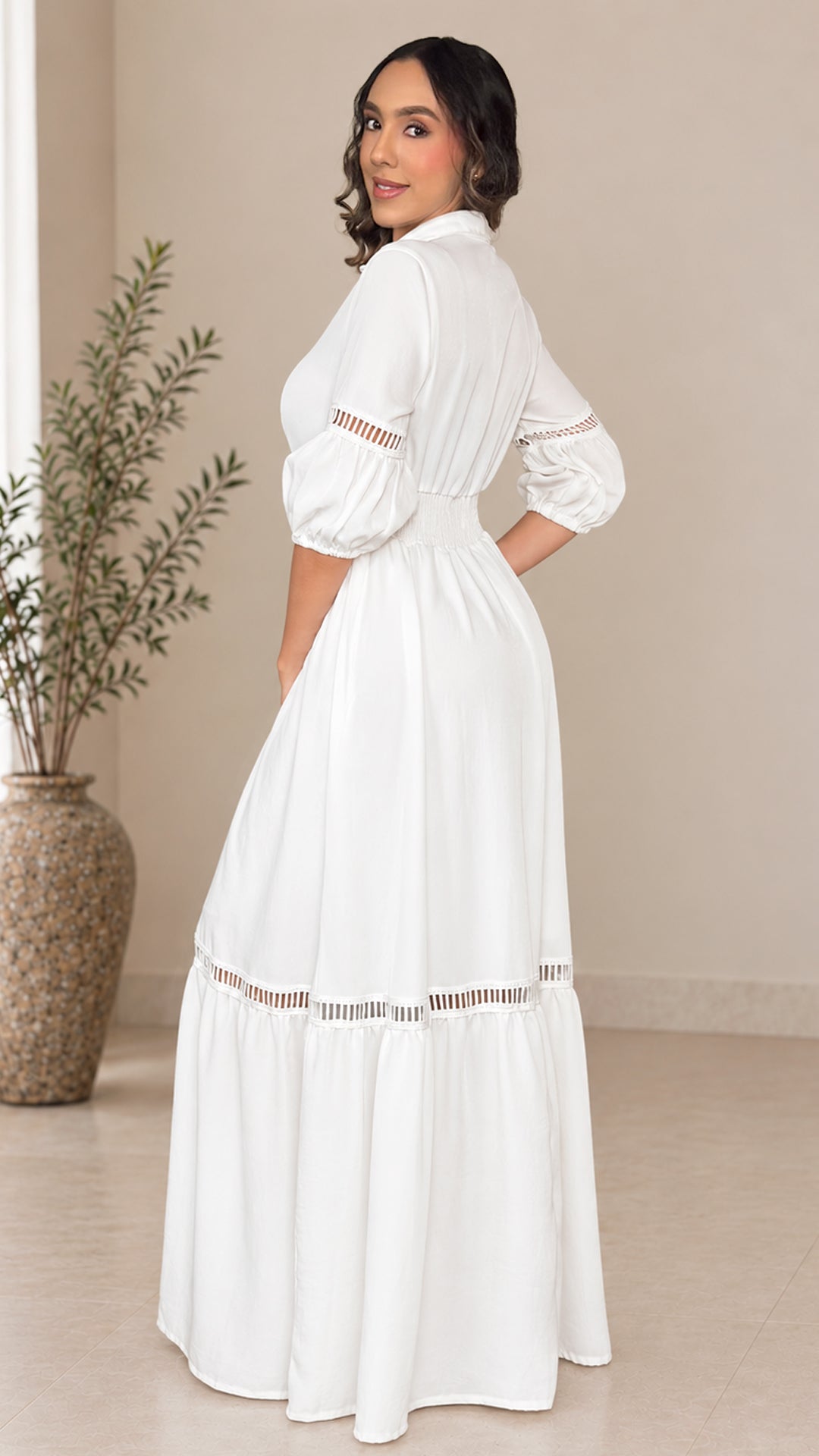 P74717 VESTIDO CELINE MARFIL