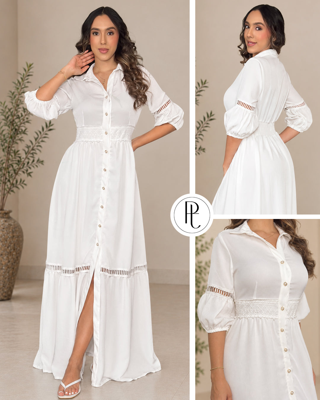 P74717 VESTIDO CELINE MARFIL