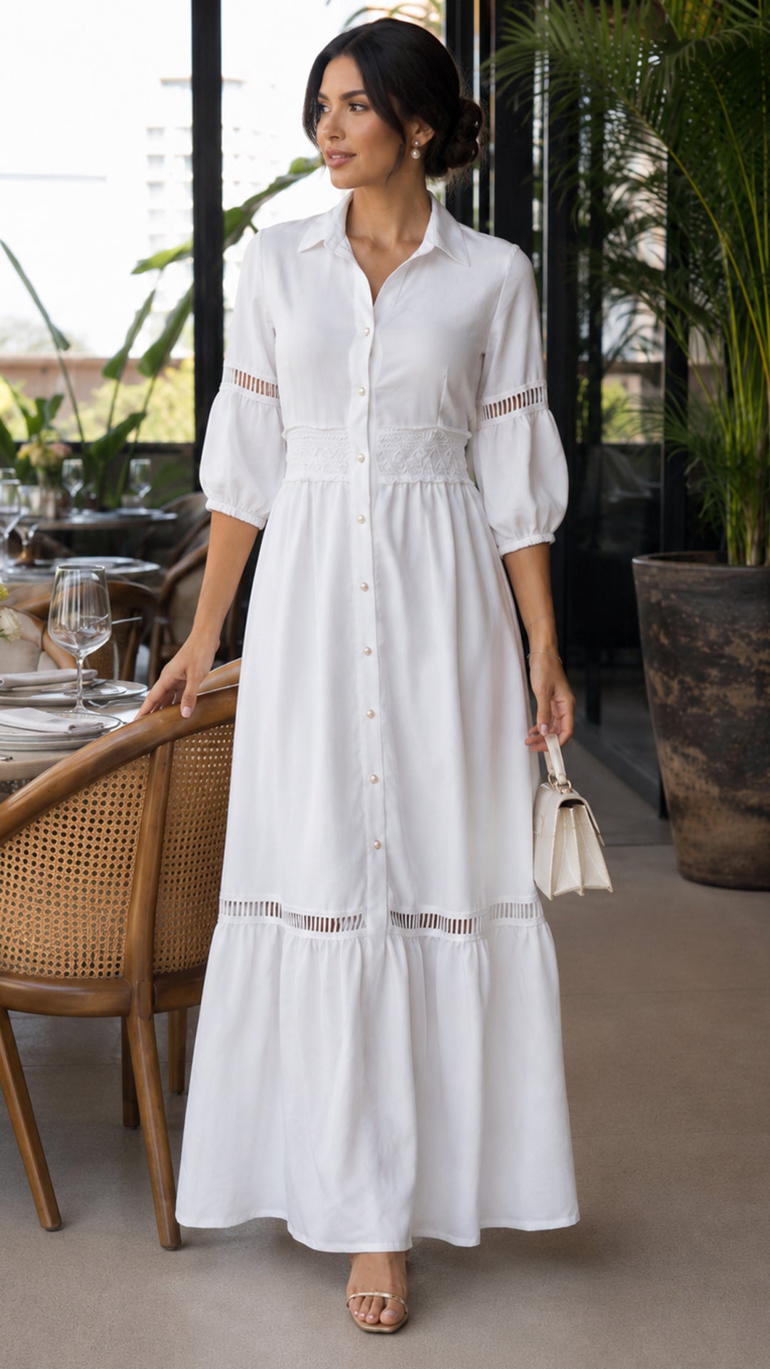 P74717 VESTIDO CELINE MARFIL