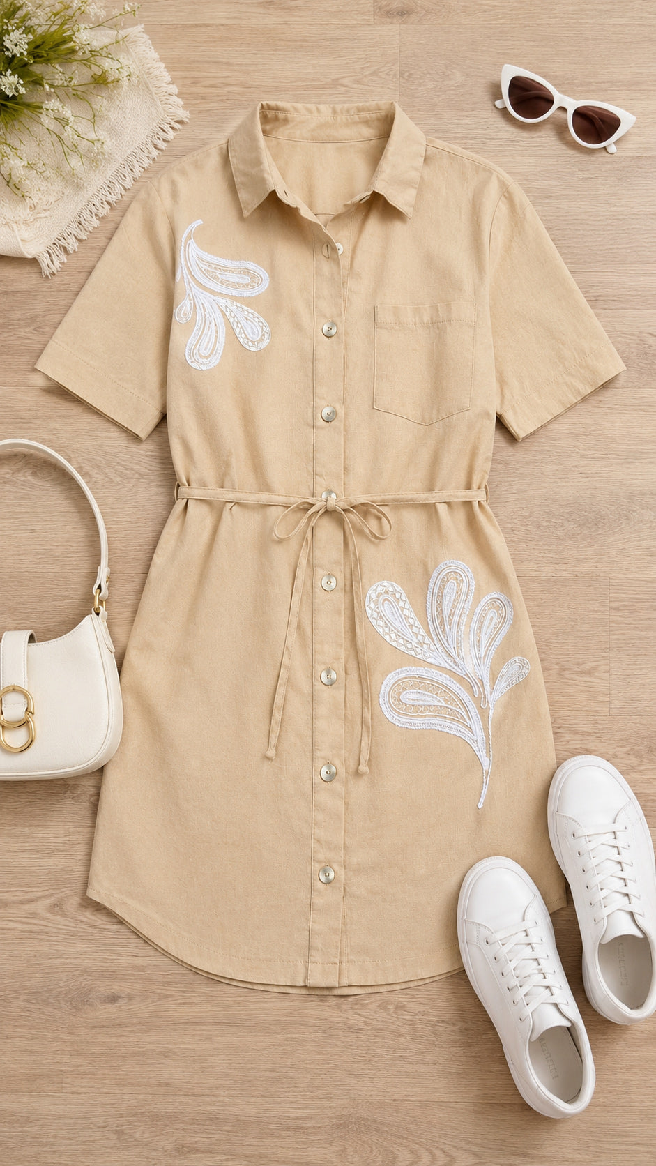 P74723 VESTIDO LINO LICRADO CAMEL