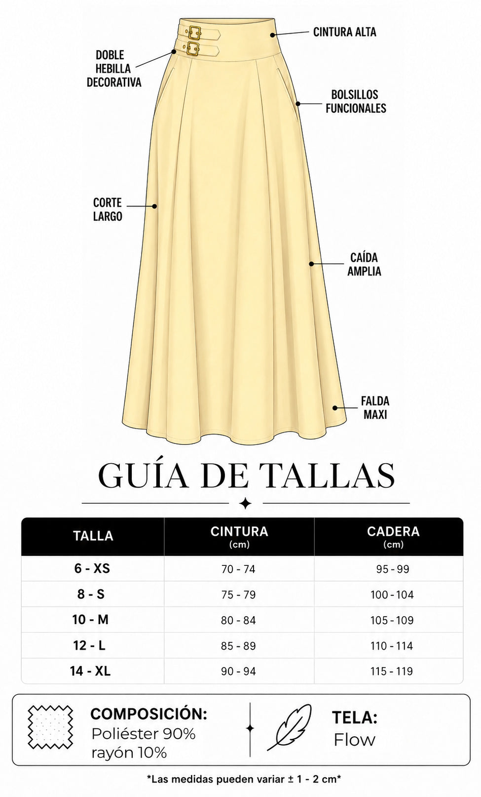 P74728 FALDA FLOW MANTEQUILLA
