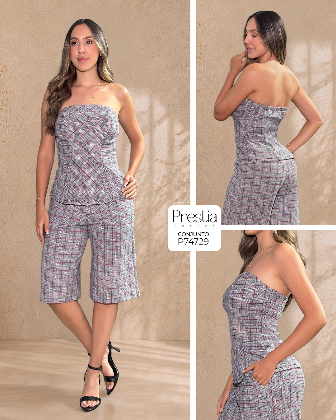 P74729 CONJUNTO CREPE LICRADO CUADROS
