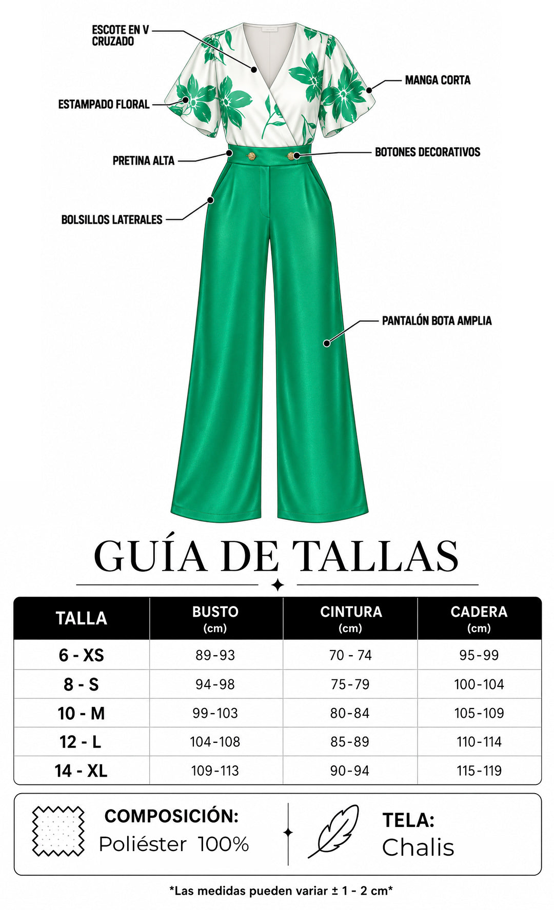 P74736 ENTERIZO FALSO CHALIS VERDE
