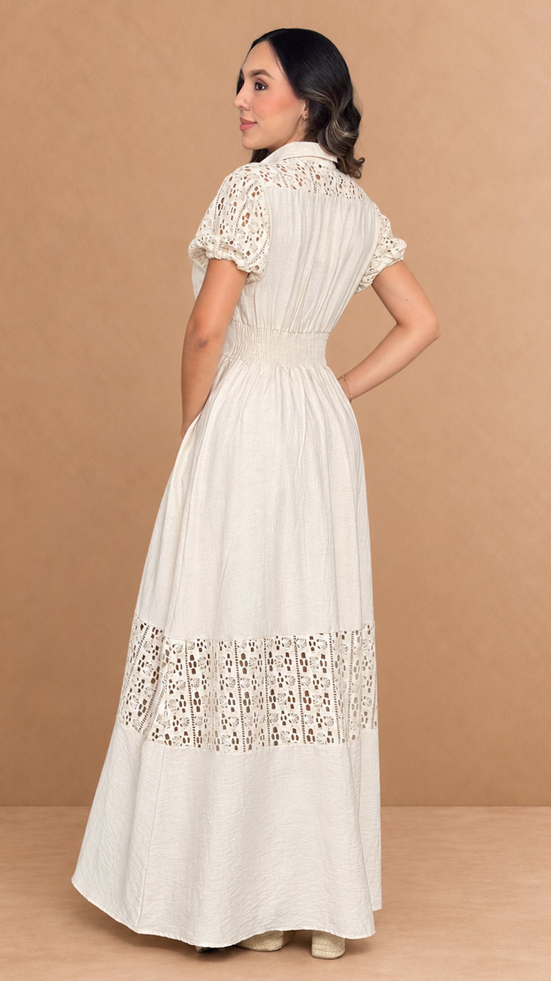 P74738 VESTIDO LINO CAMEL