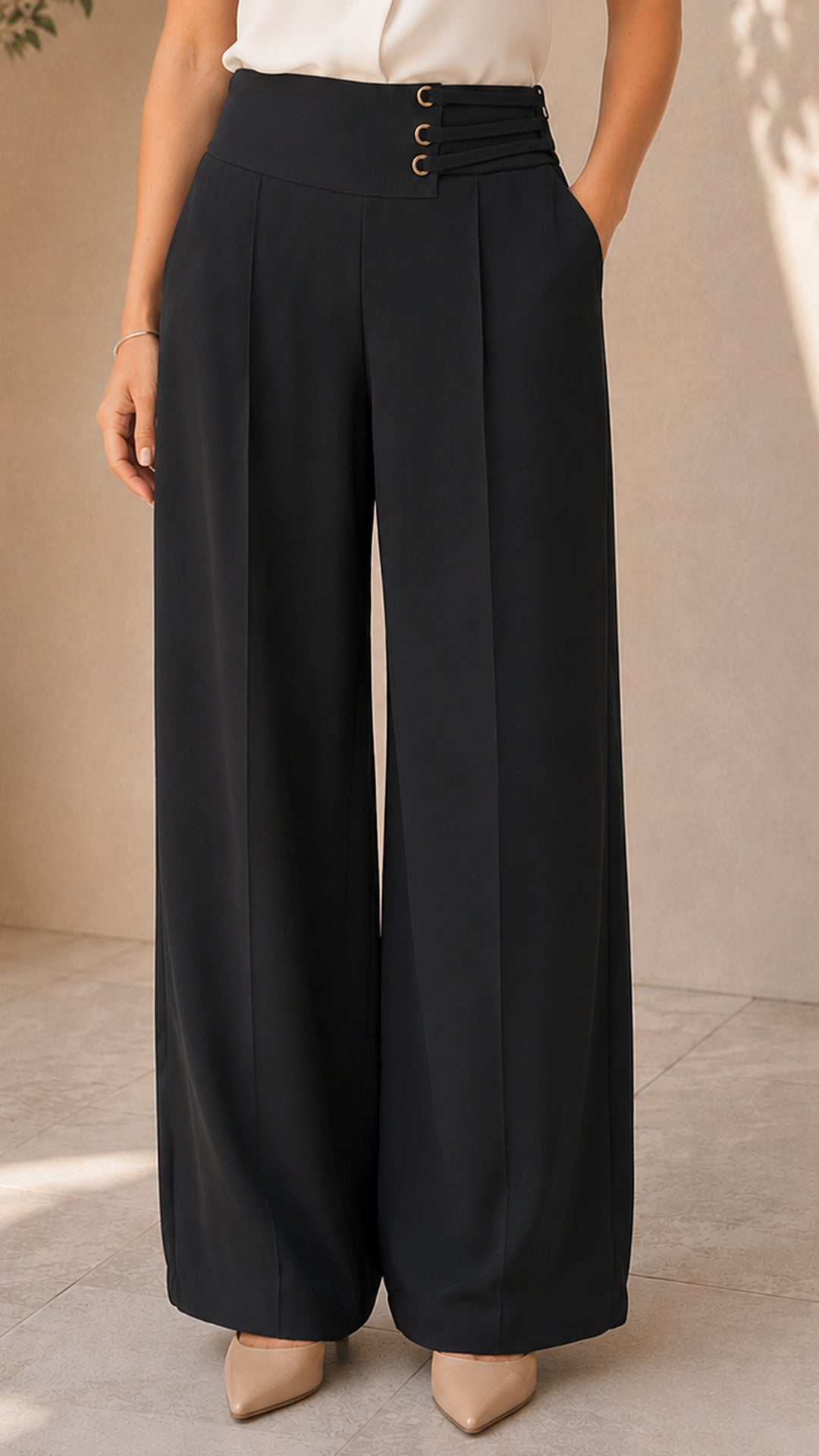 P74739 PANTALON KALIMERA POLIESTER NEGRO