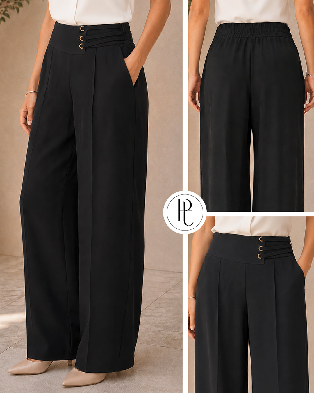 P74739 PANTALON KALIMERA POLIESTER NEGRO