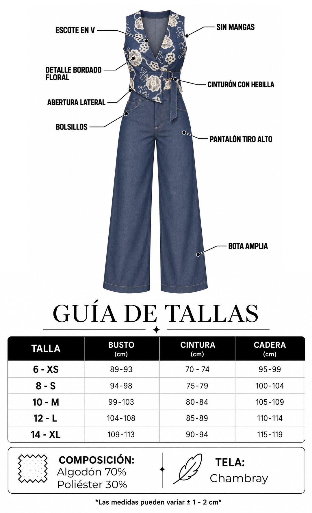 P74744 CONJUNTO CHAMBRAY AZUL
