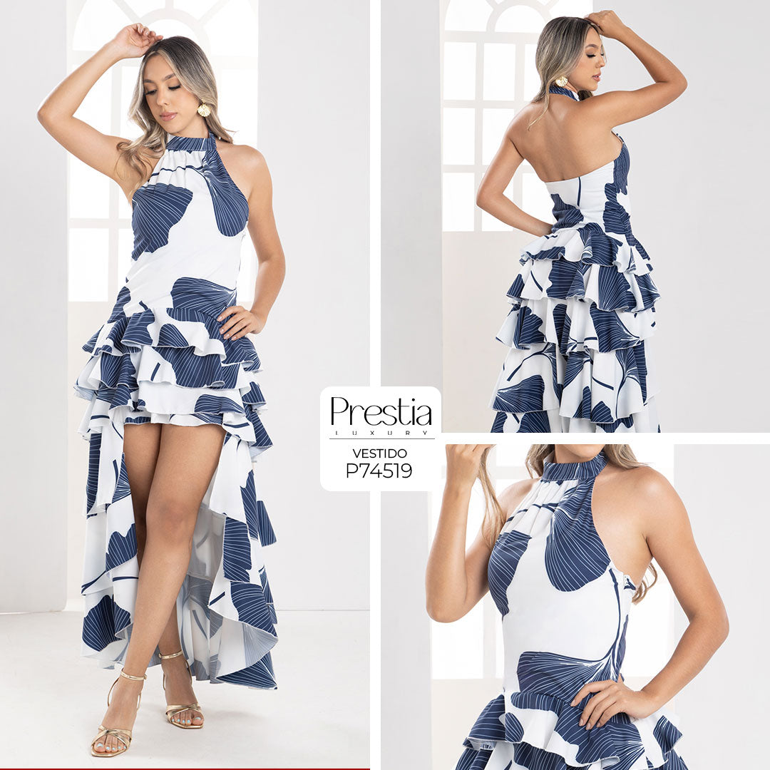 P74519 VESTIDO FALSO CHALIS ESTAMPADO MARFIL